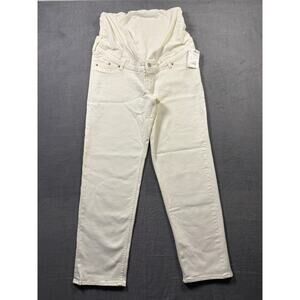 NWT H&M Maternity Mama Straight Ankle Length High Rib Sz S White Denim Jeans
